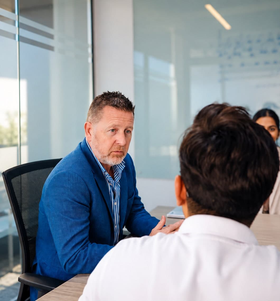 John Nolan in conversation with the Easytruck leadership team